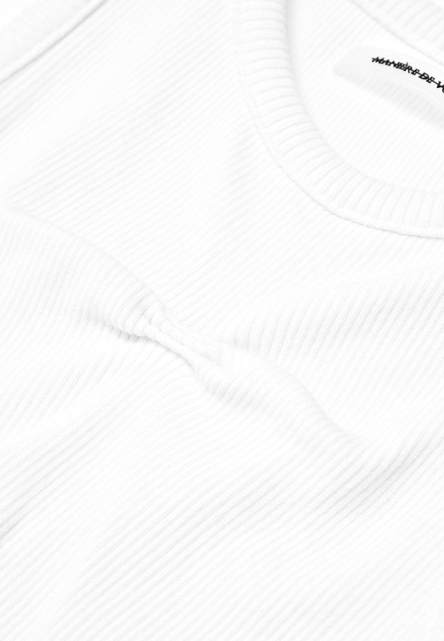 Tacked Ribbed Crop Top - White Female Product Image