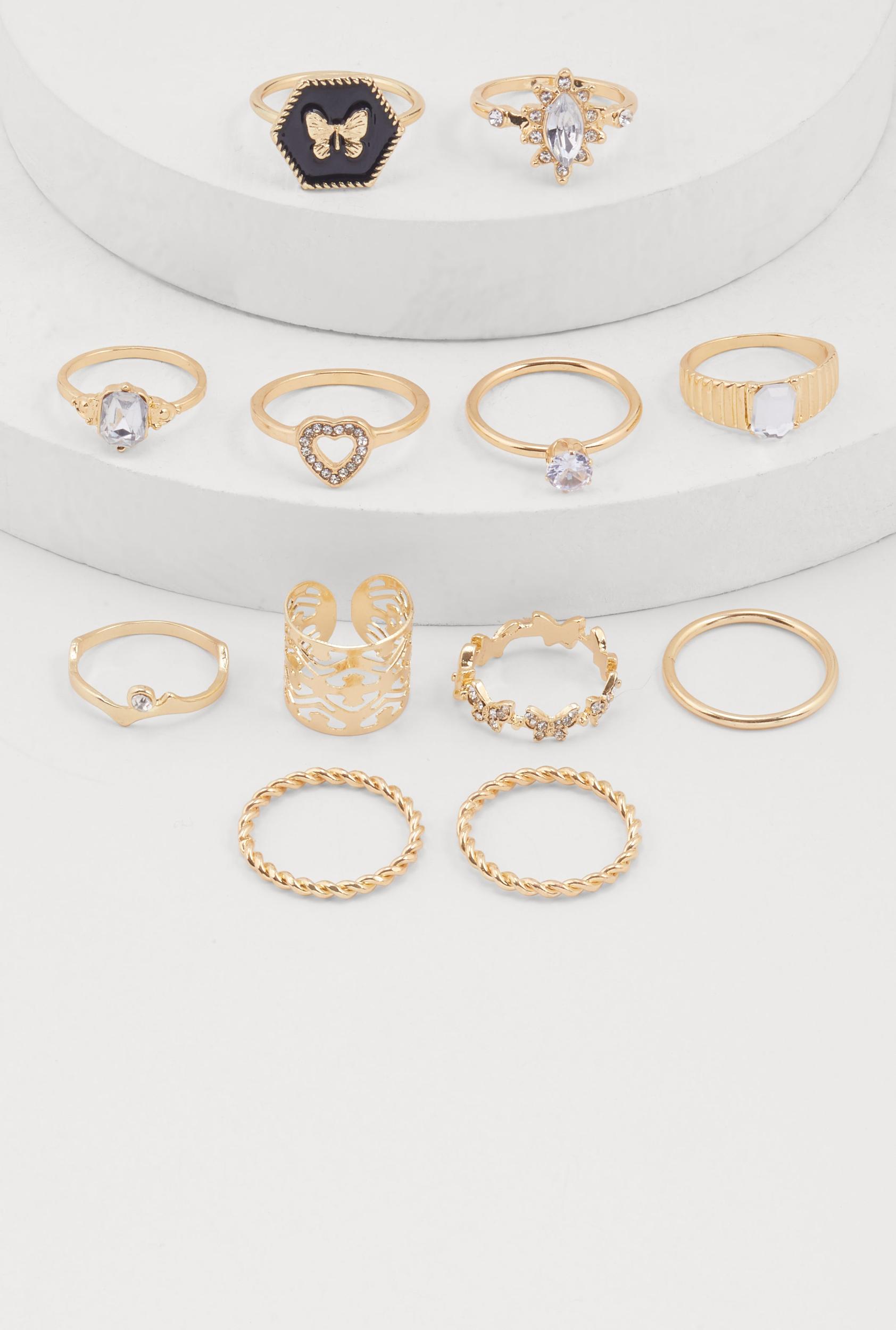 Butterfly Cubic Zirconia Assorted Rings Set of 12 Unisex Product Image