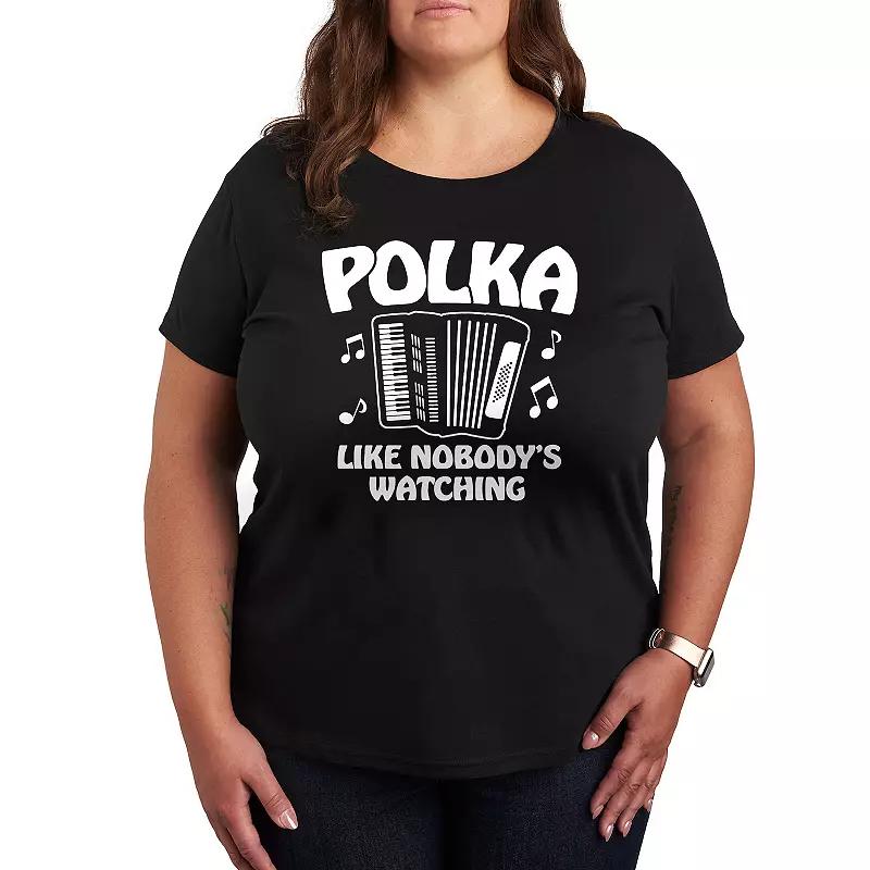 Plus Polka Like Nobodys Watching Graphic Tee, Womens Product Image