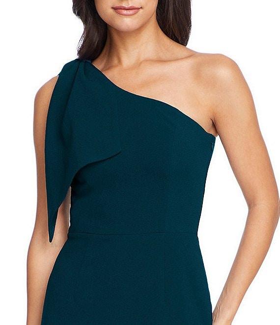 Dress the Population Tiffany One Shoulder Bow Detail Sleeveless Back Slit Midi Sheath Dress Product Image