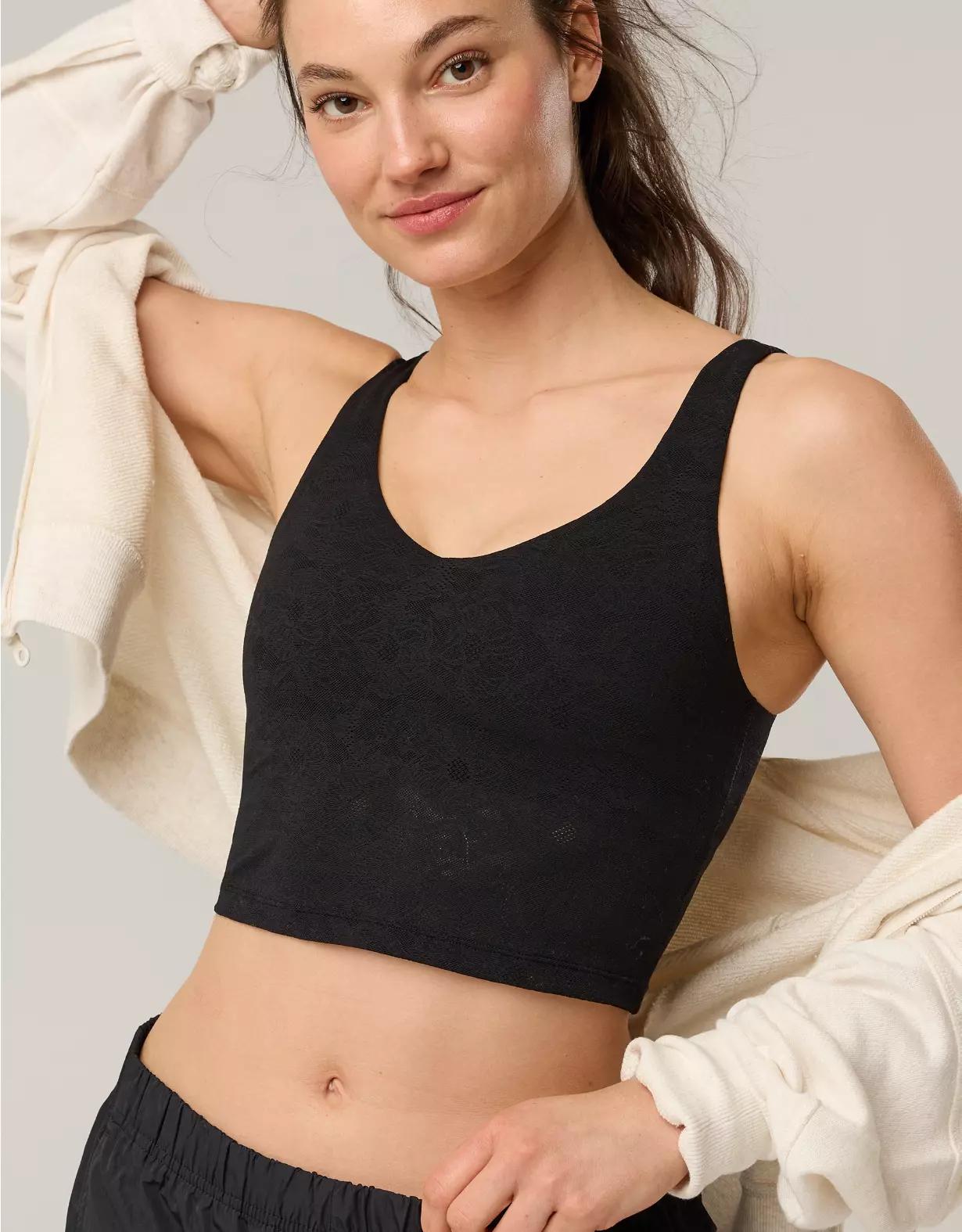OFFLINE By Aerie Lace Low Key Longline Sports Bra Product Image