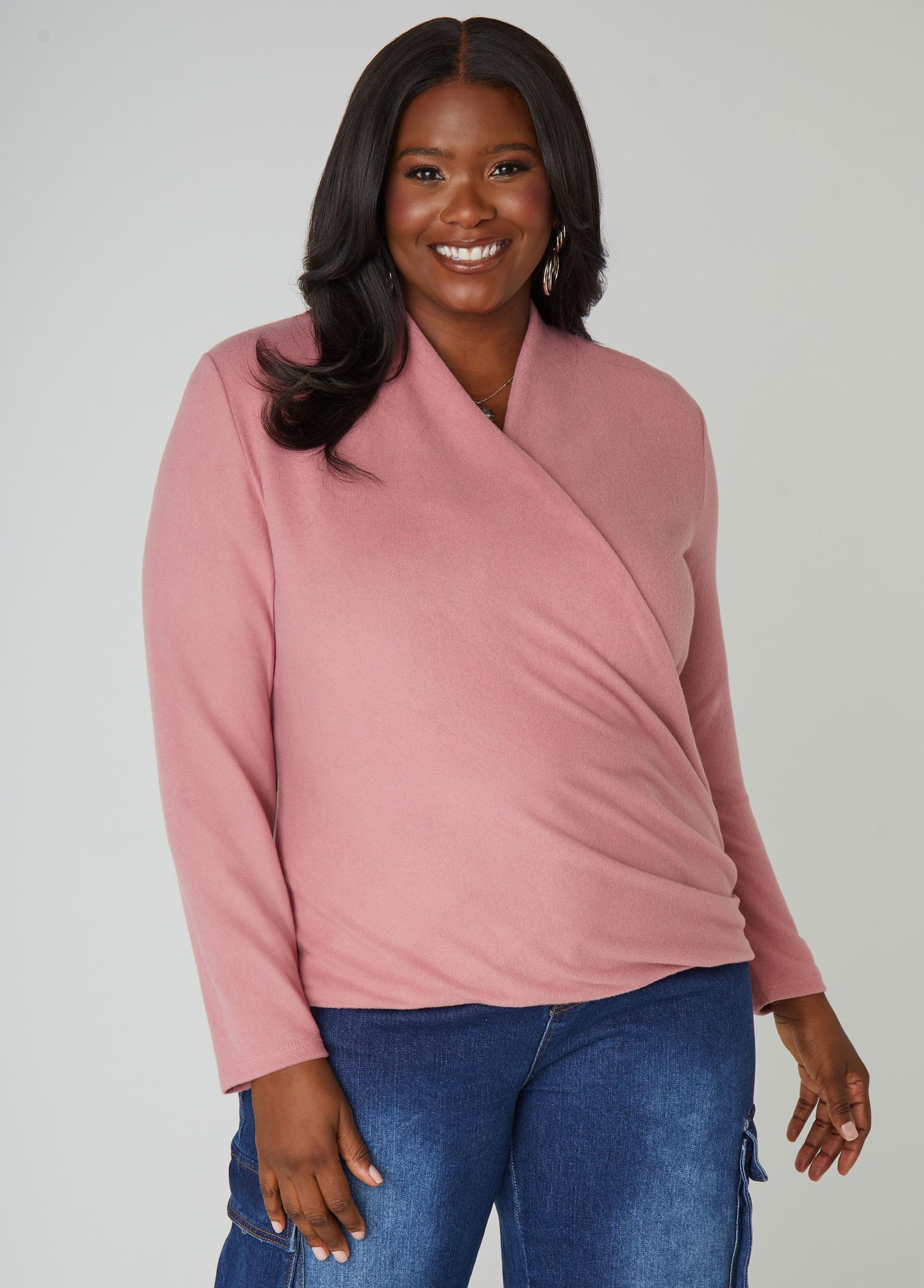 Faux Wrap Hacci Knit Top Product Image