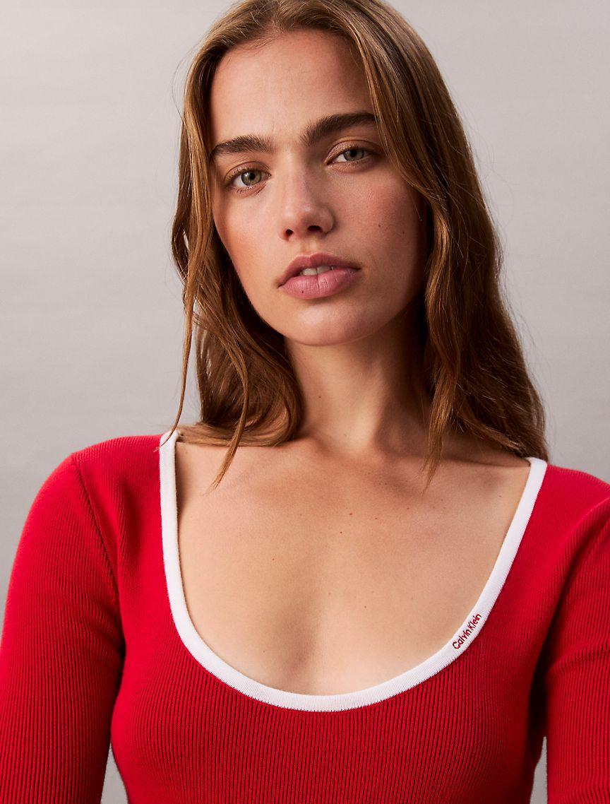 Cotton Blend Classic Scoopneck Sweater Product Image