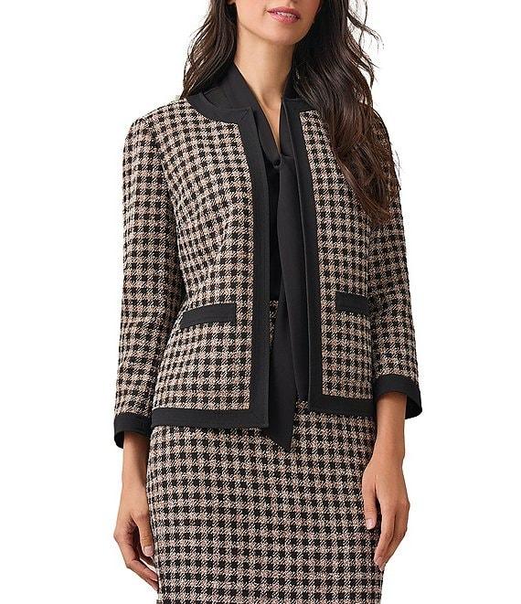 Kasper Combo Framed Collarless Long Sleeve Patch Pocket Jacket Product Image