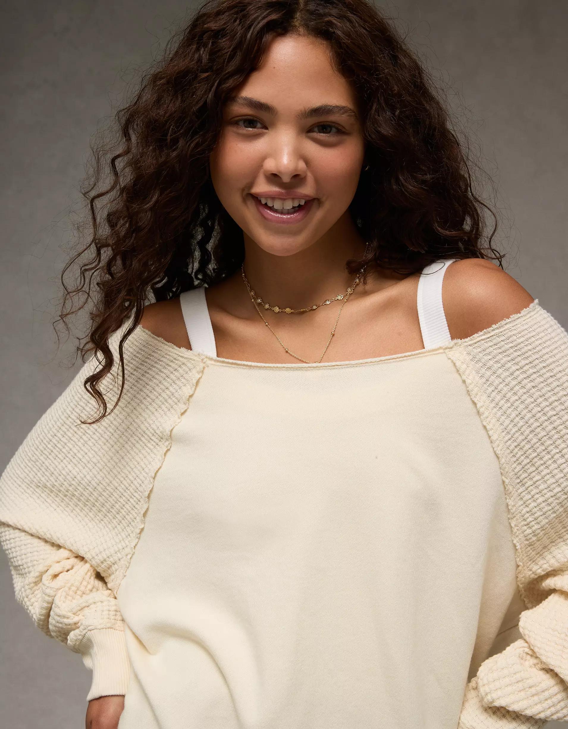 AE Mixed Knit Sweatshirt Product Image