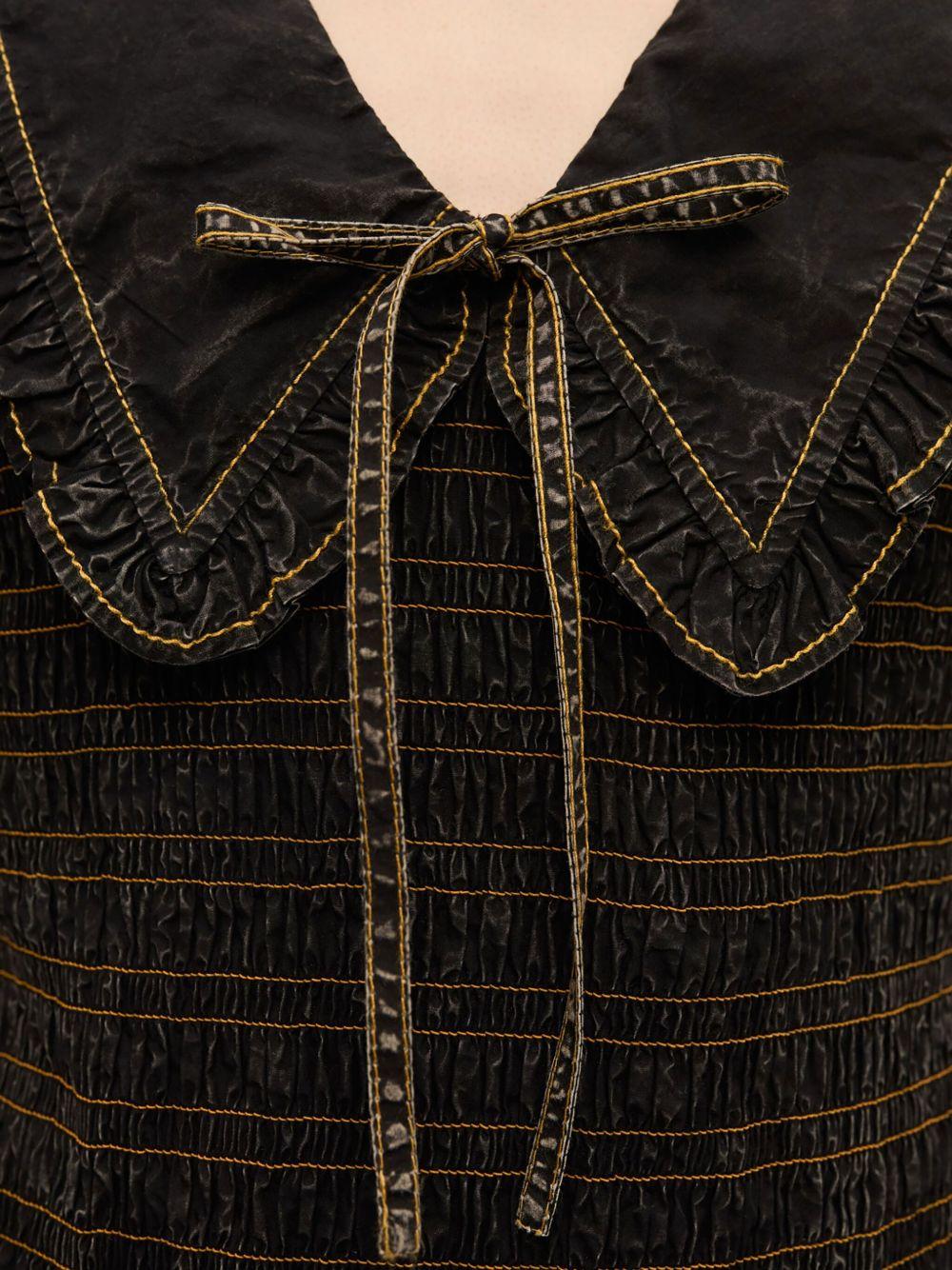 smocked dress with puff sleeves Product Image