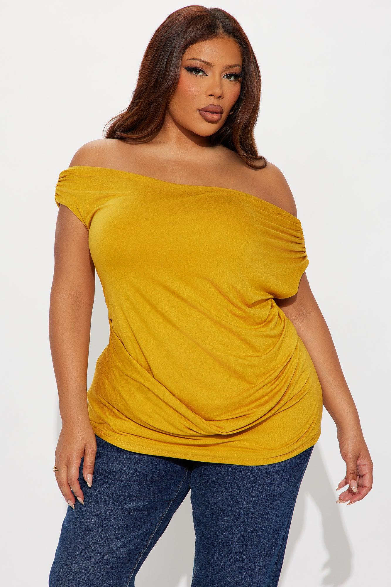 Embrace Her Double Lined Off Shoulder Top - Mustard Female Product Image