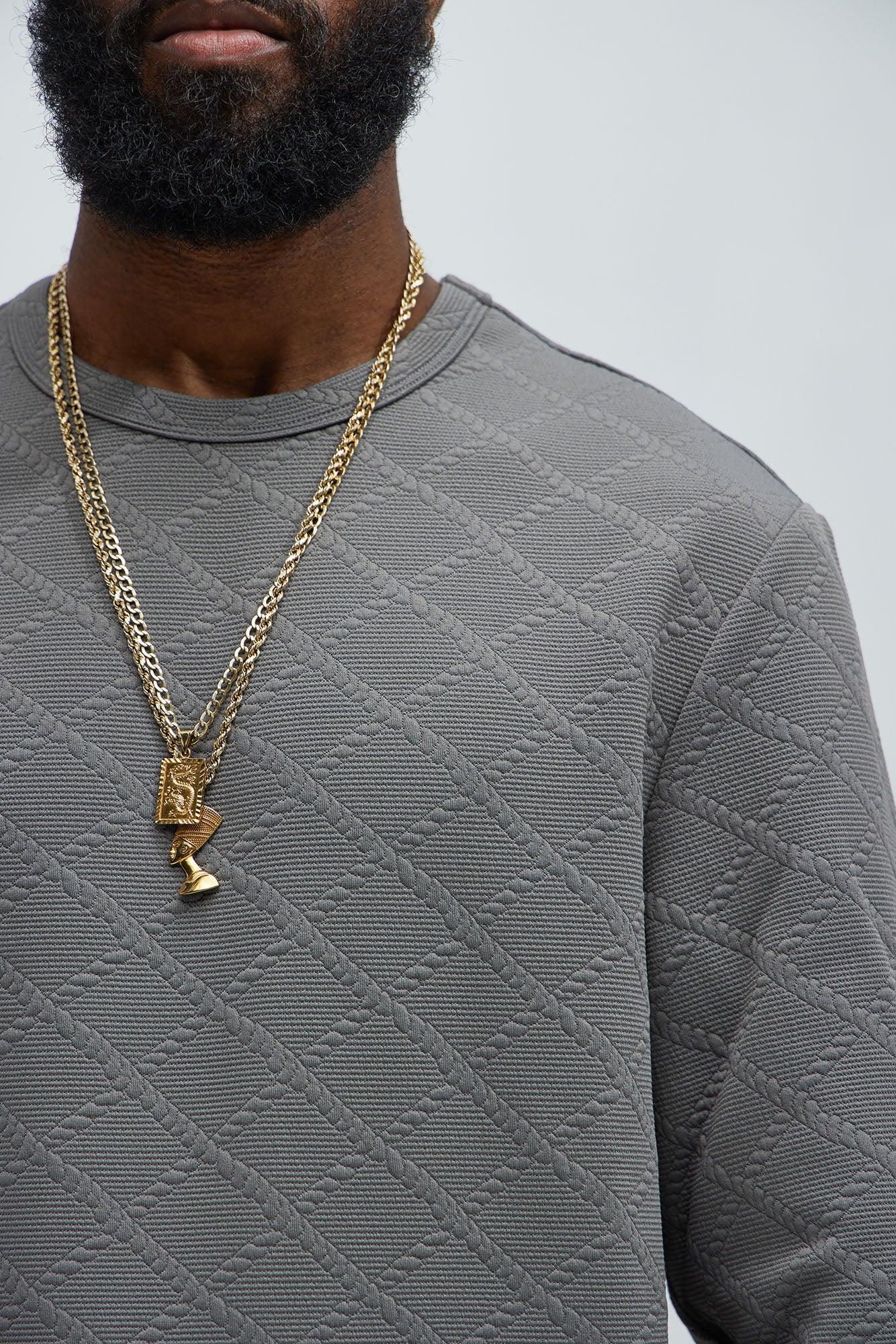 Lingo Textured Long Sleeve Tee - Grey Product Image