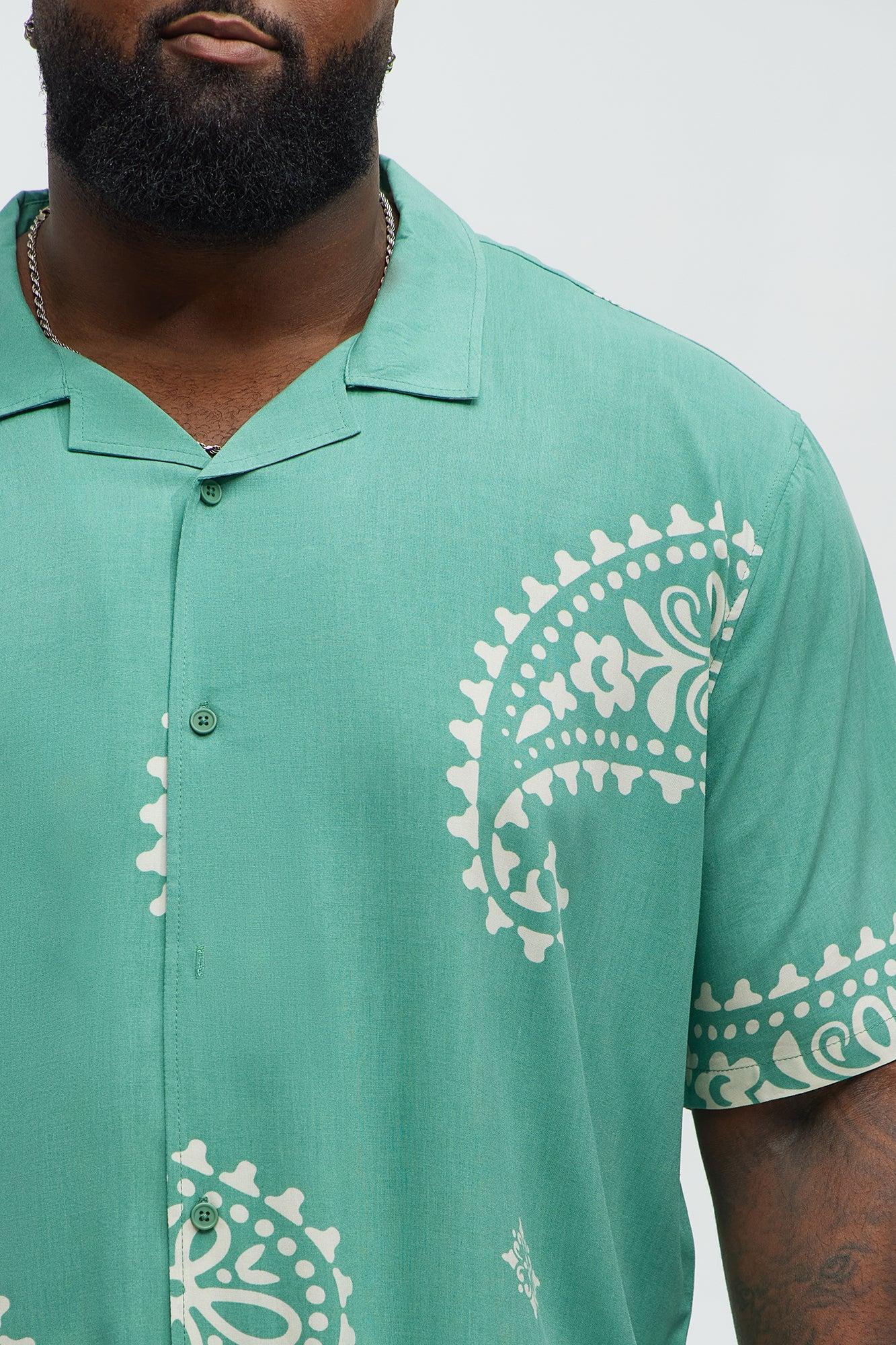 Paisley Rayon Shirt - Sage Male Product Image