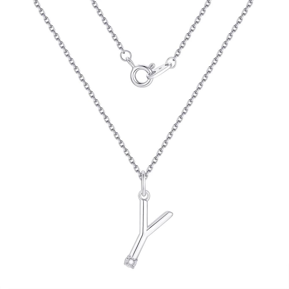 Forever Radiant Diamond Accent Initial Pendant Necklace, Women's, Size: 18", Silver Tone Y Product Image