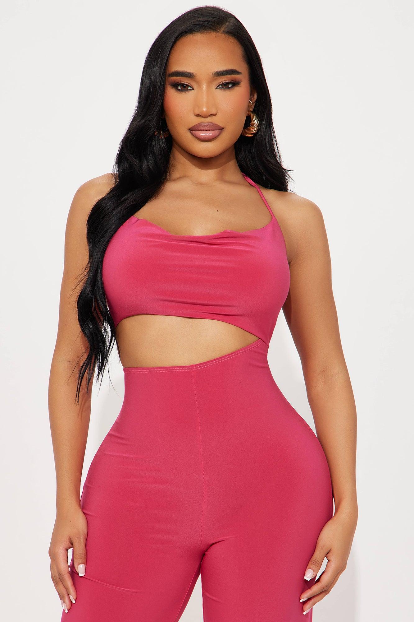 Lola Cut Out Halter Jumpsuit - Fuchsia Product Image