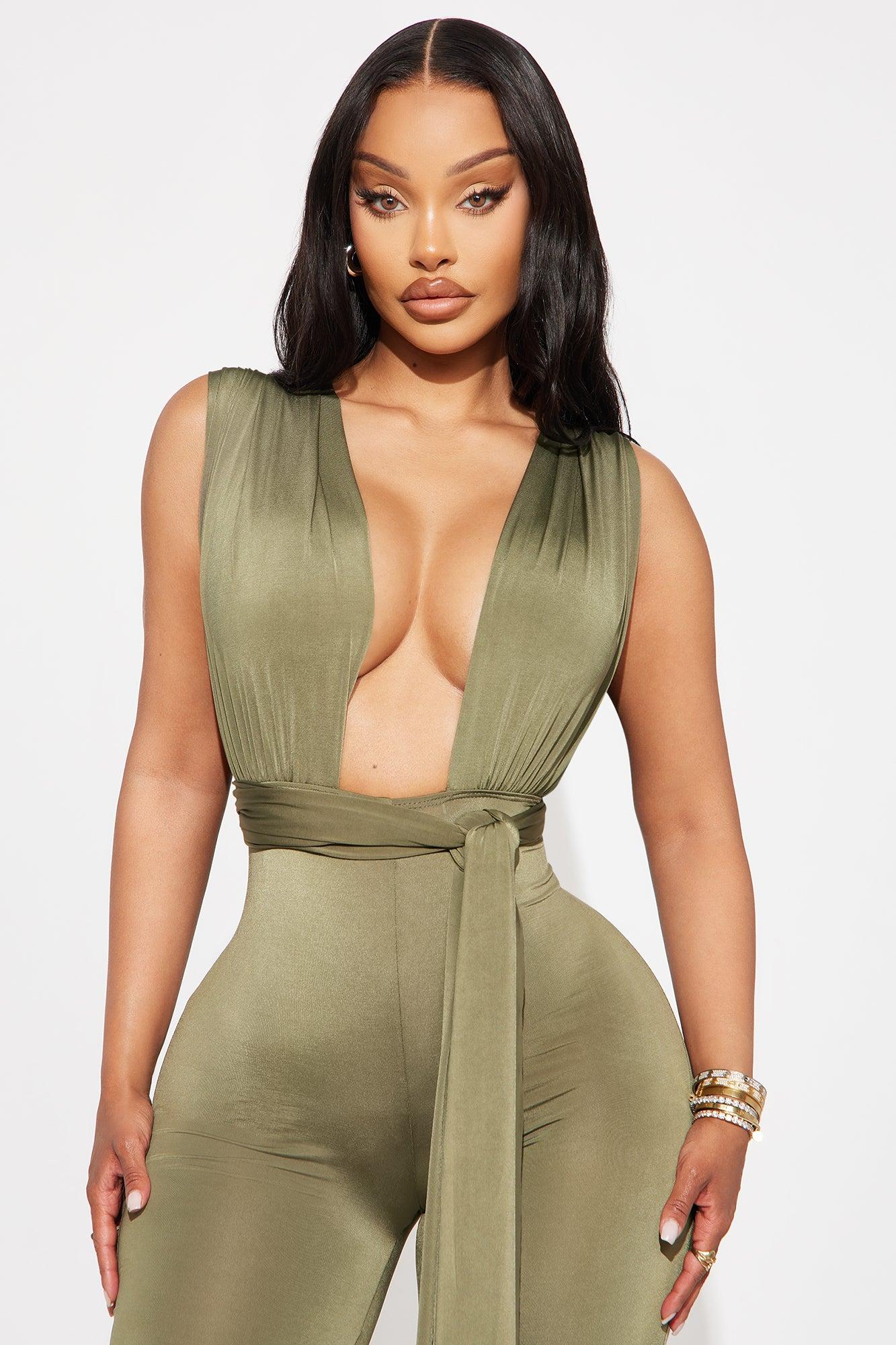 Charlotte Wide Leg Jumpsuits - Olive Product Image