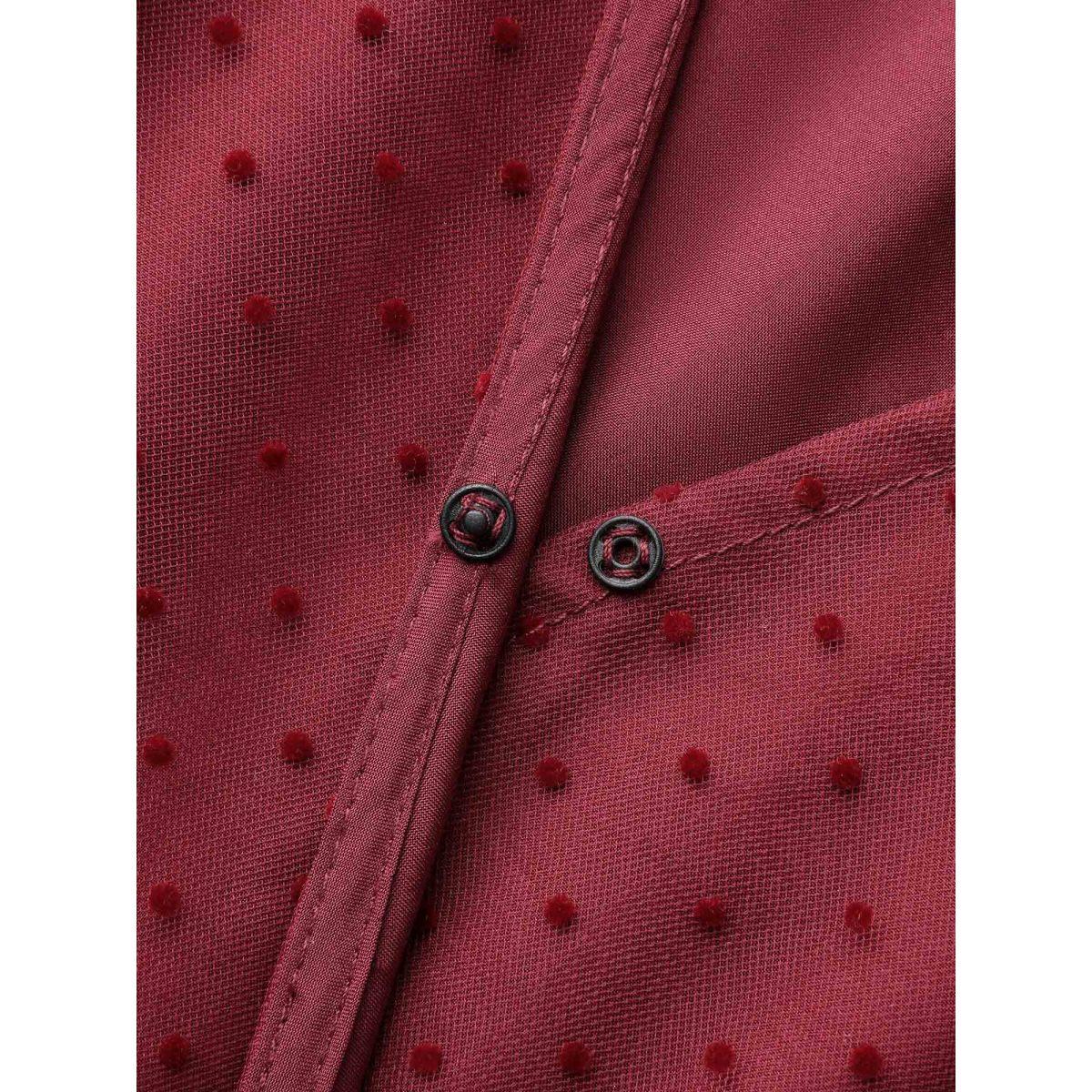 Plus Size Polka Dot Sheer Mesh Tiered Dress Burgundy Women Cocktail Texture Party Curvy Bloomchic 22-24/3X Product Image