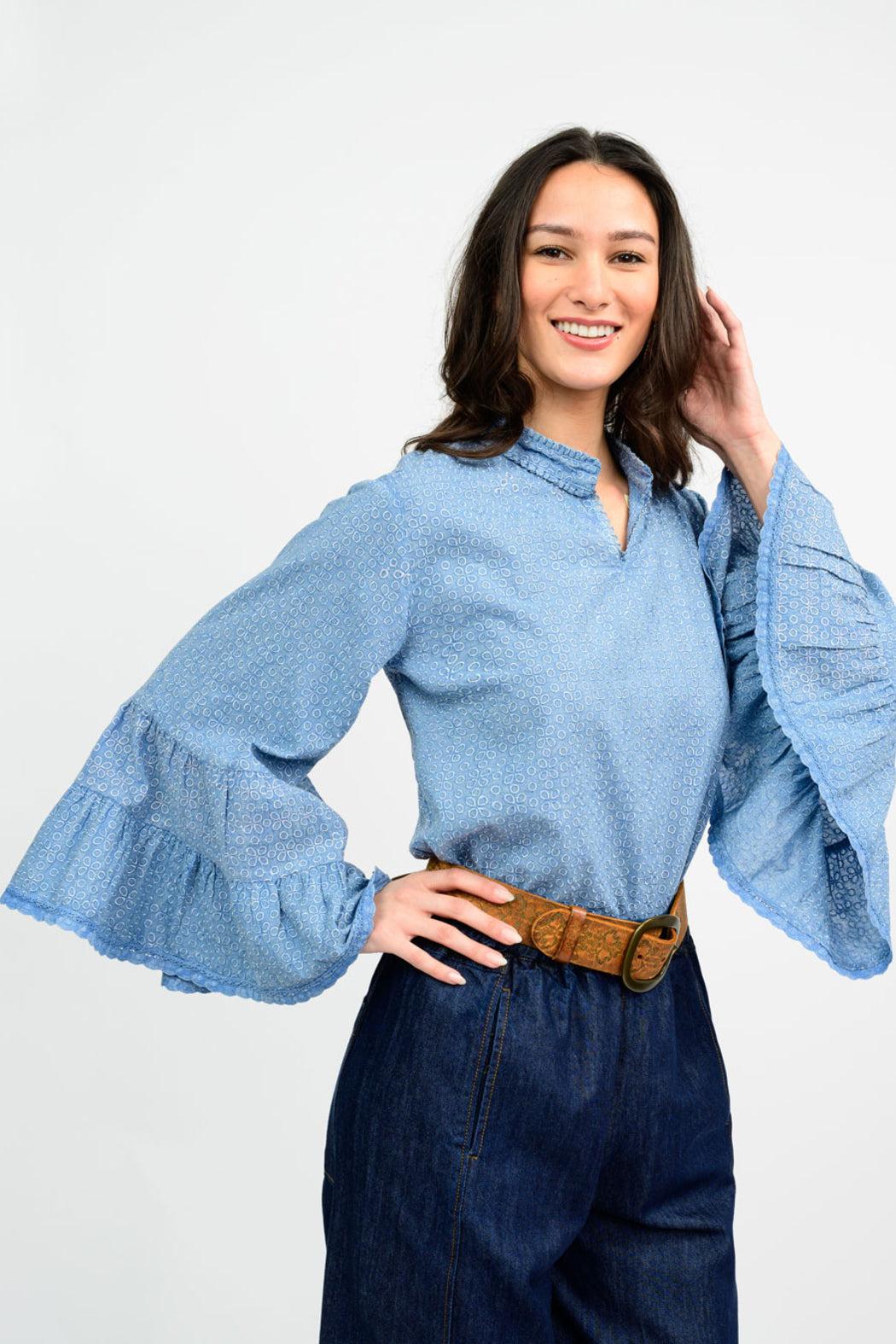 Embroidered Flounce Shirt Product Image