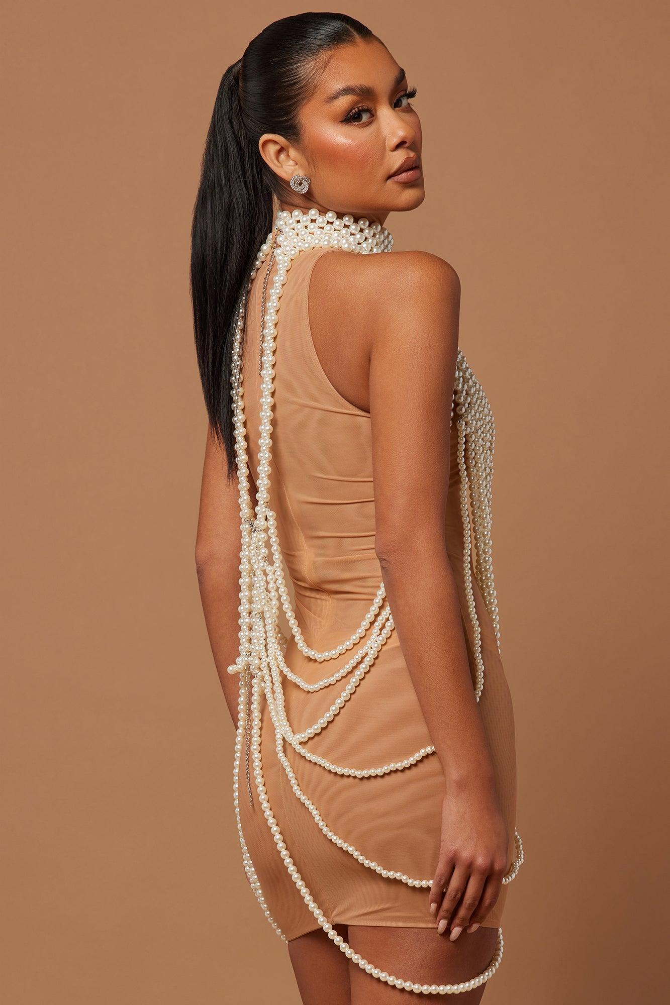 Kimberly Pearl Mini Dress - Nude Product Image