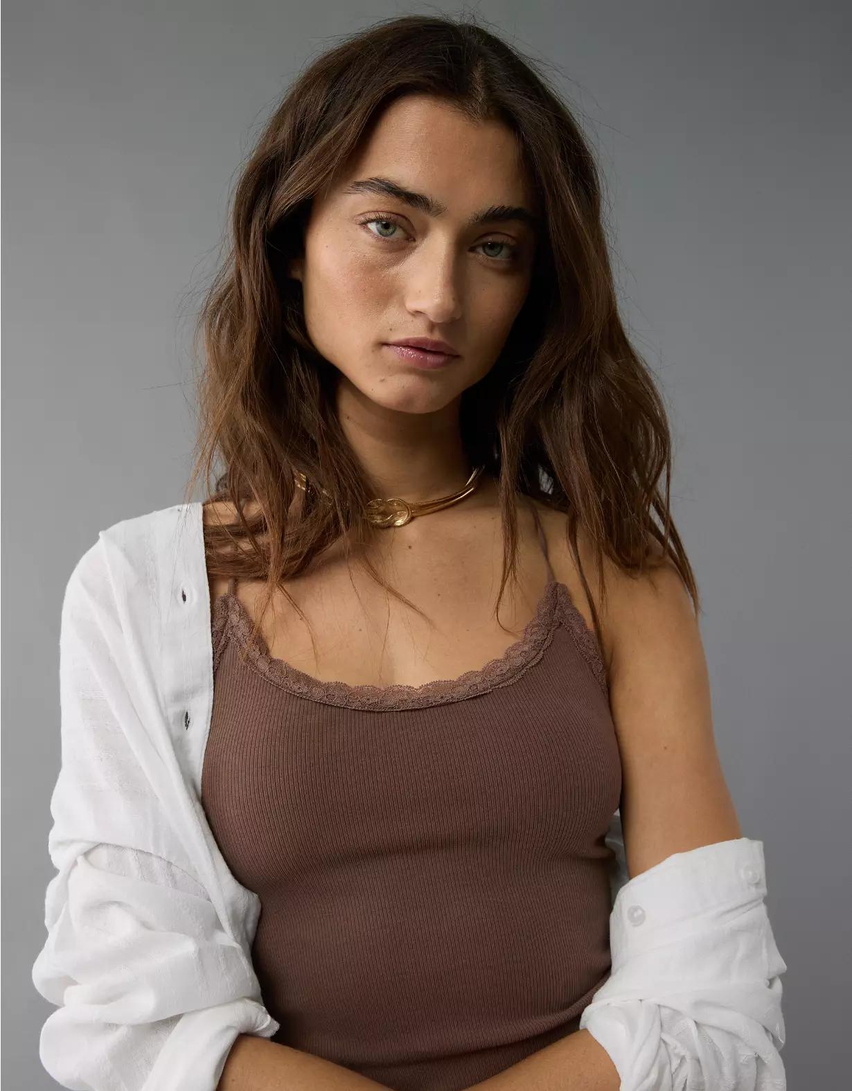 AE Strappy Go Lucky Cropped Lace Tank Top Product Image