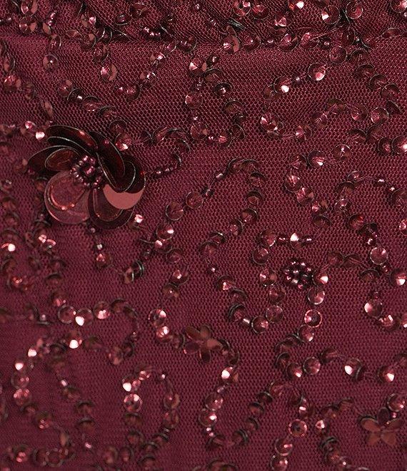 Adrianna Papell Beaded Flutter Sleeve Mesh Dress Product Image