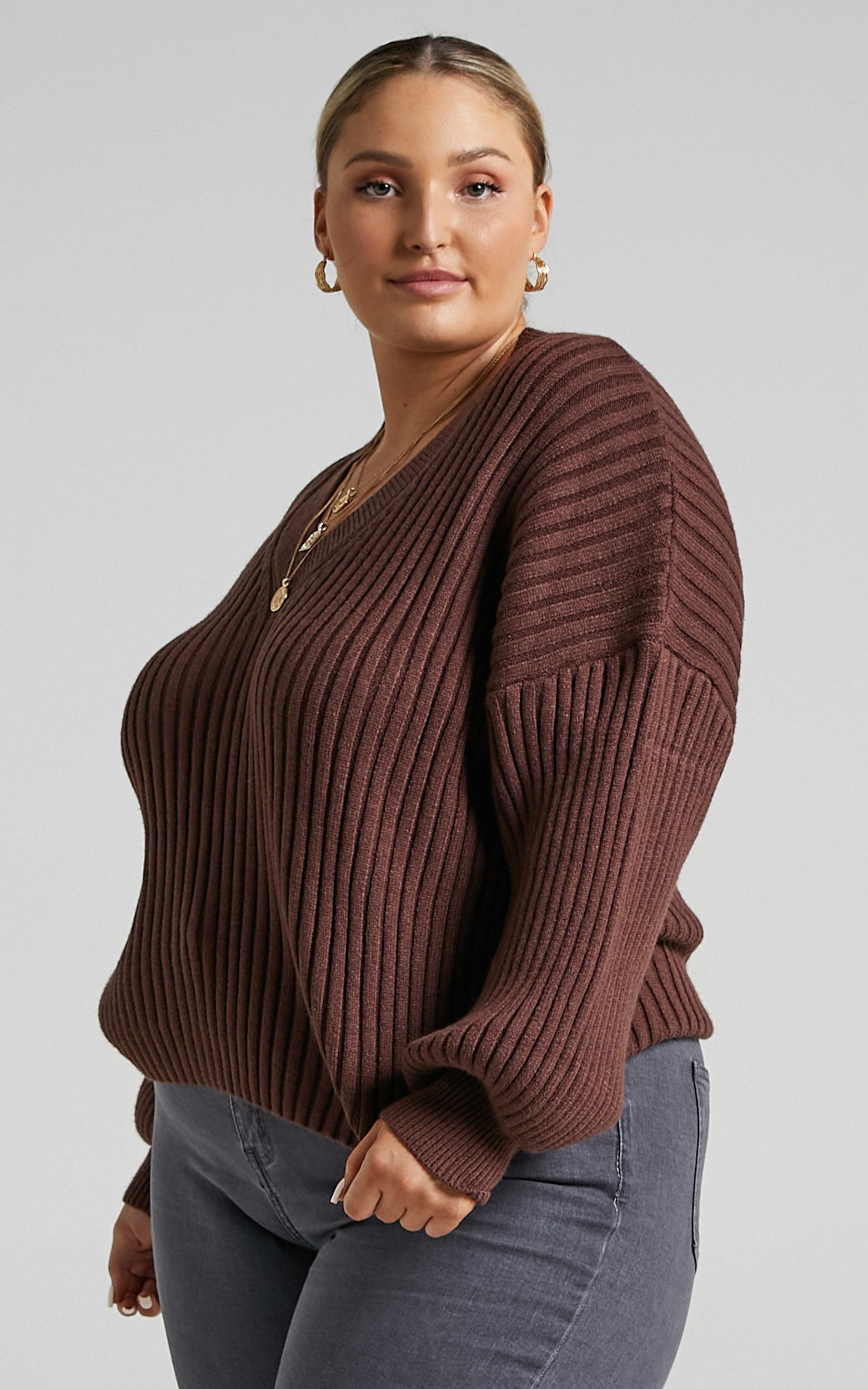 Kartia Jumper - V Neck Jumper in Chocolate Product Image