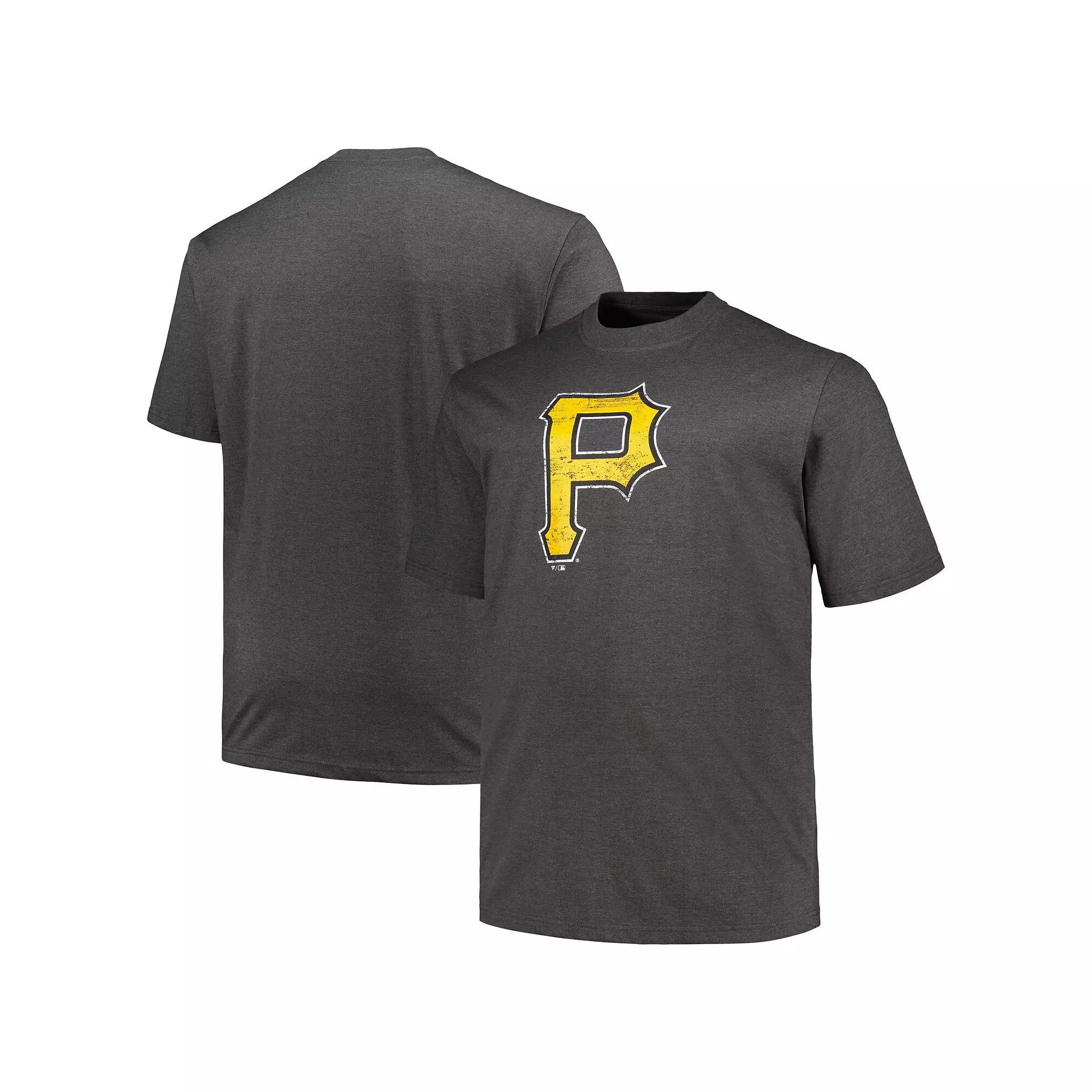 Men's Profile Heather Black Pittsburgh Pirates Big & Tall Weathered Logo T-Shirt,  Product Image