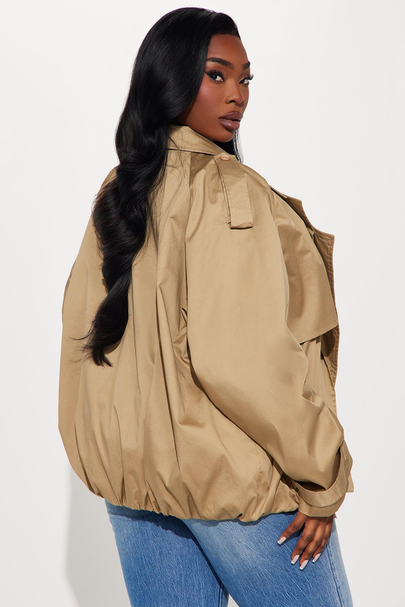 Marie Cropped Bubble Trench - Taupe Product Image