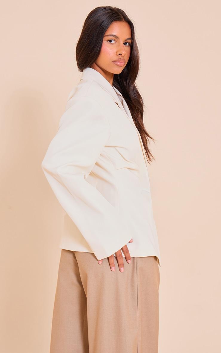 Petite Ecru Tailored Cinched Waist Blazer Product Image