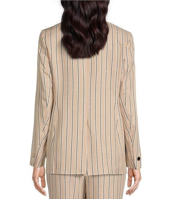 Anne Klein Striped Print One Button Peak Lapel Coordinating Statement Blazer Product Image
