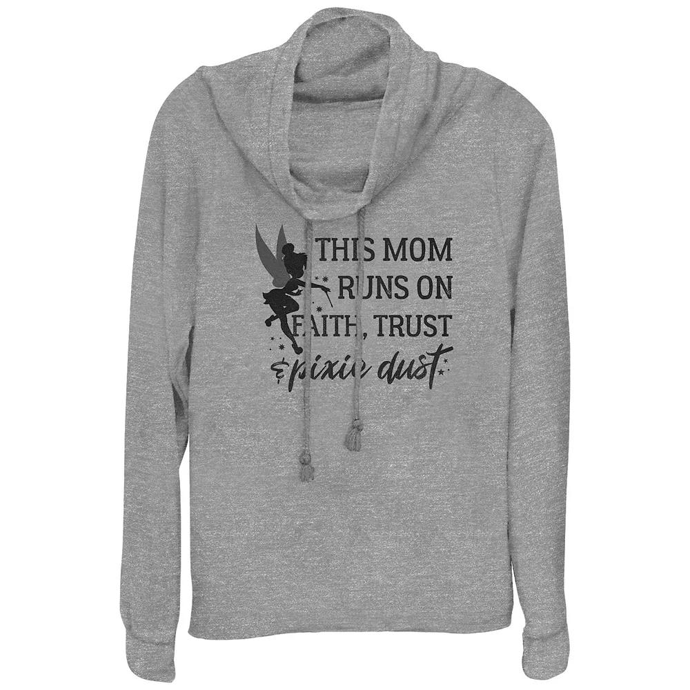 Disney's Tinker Bell This Mom Runs On Faith Trust And Pixie Dust Women's Cowlneck Graphic Lightweight Long Sleeve,  Product Image