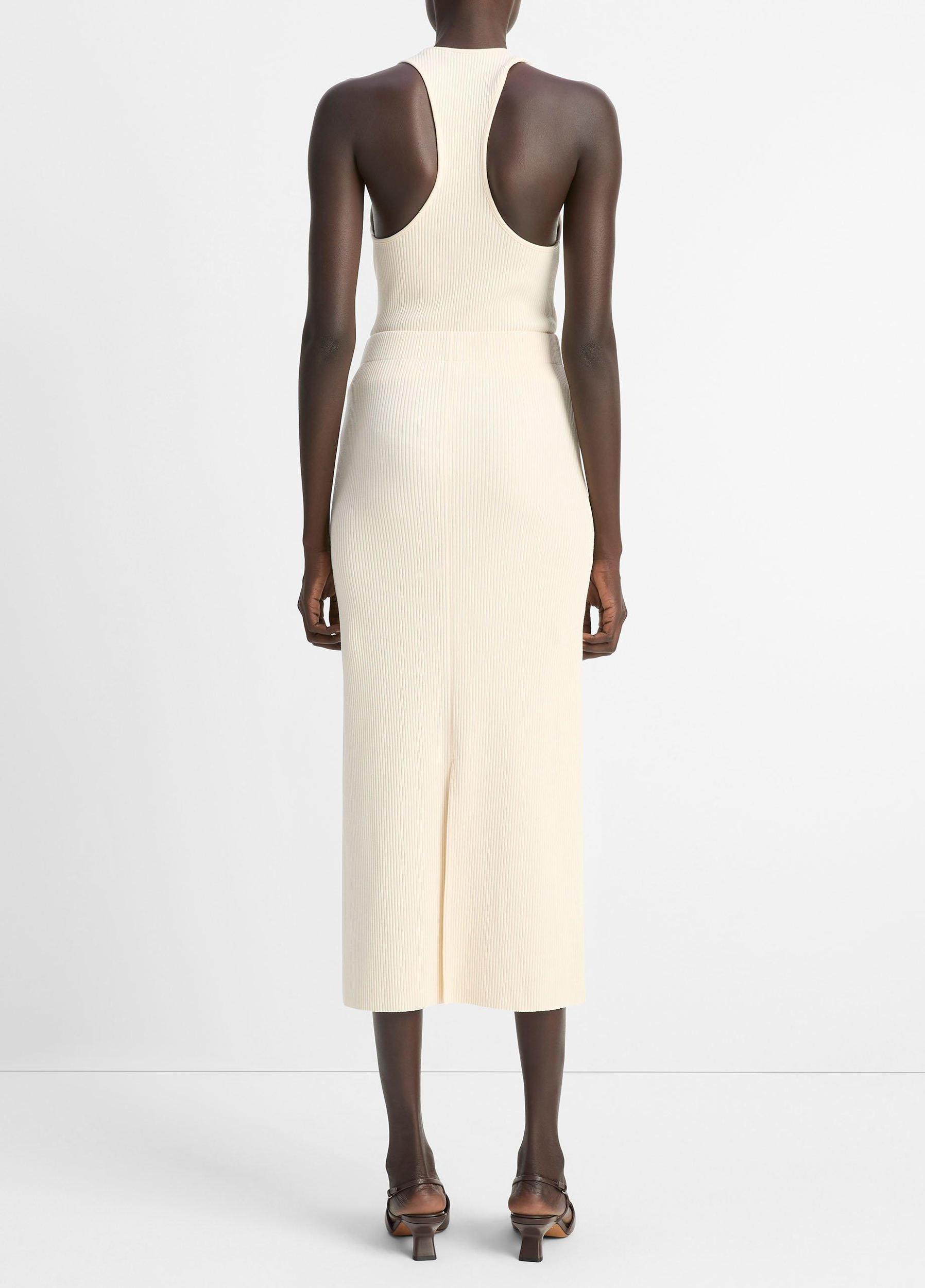 Ribbed Cotton-Blend Midi Skirt Product Image