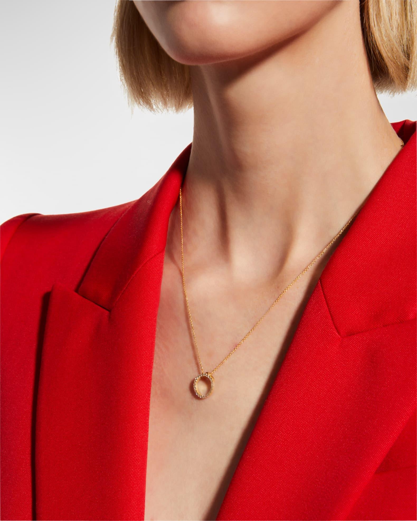 Womens Tiny Treasures 0.11 TCW Diamond & 18K White Gold Petite Circle Pendant Necklace Product Image