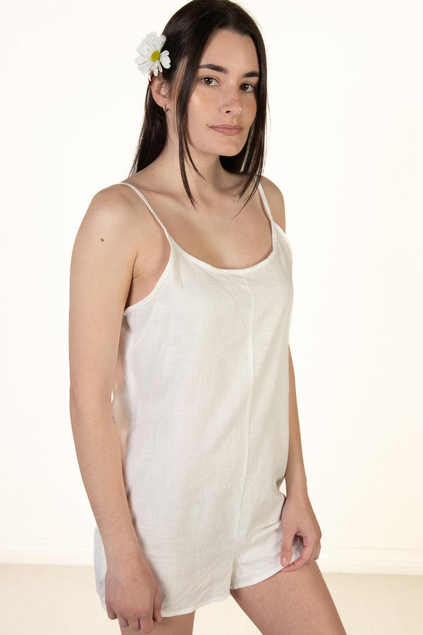 White Linen Cami Romper Product Image