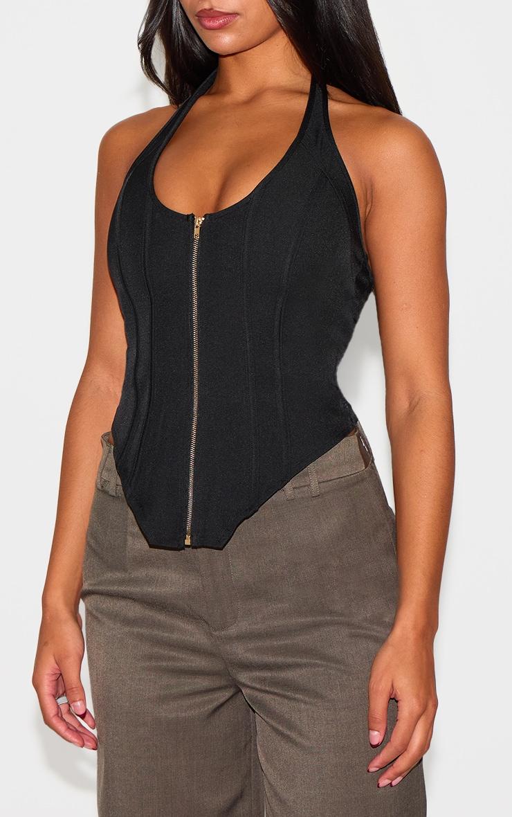 Black Boned Dip Hem Corset Product Image