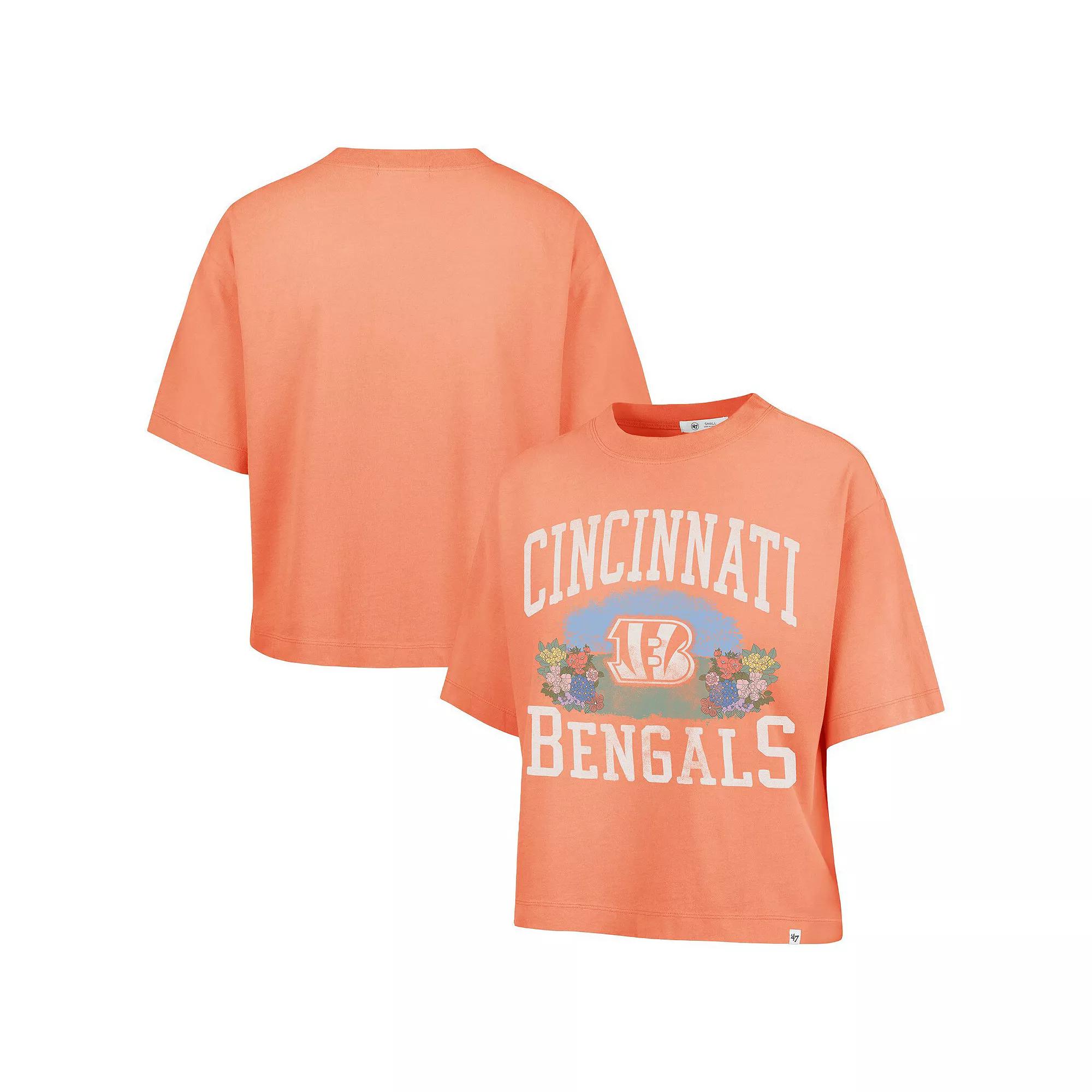 Women's '47  Orange Cincinnati Bengals Florentina Montauk Cropped T-Shirt, Size: Medium Product Image