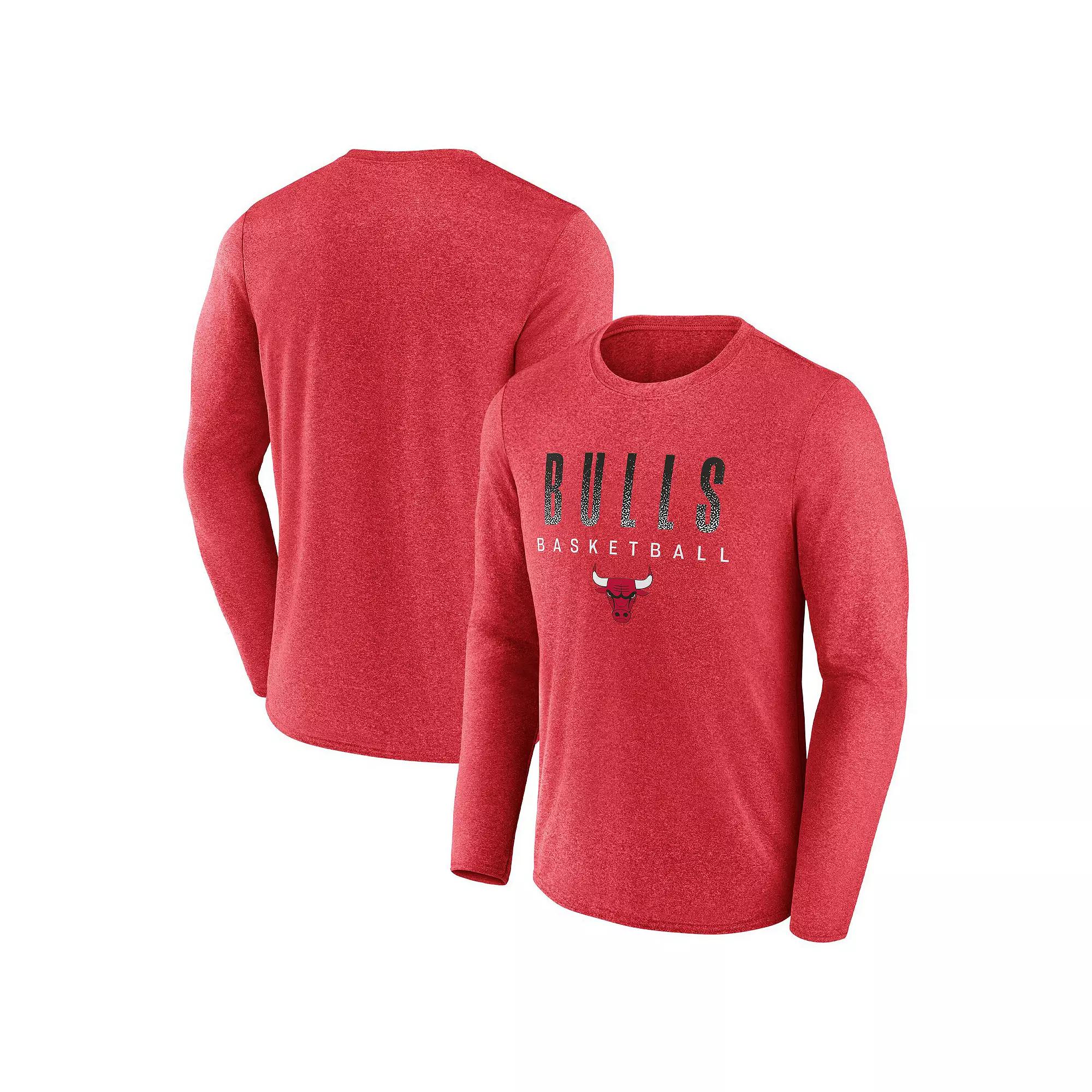 Men's Fanatics Branded Heathered Red Chicago Bulls Where Legends Play Iconic Practice Long Sleeve T-Shirt,  Product Image