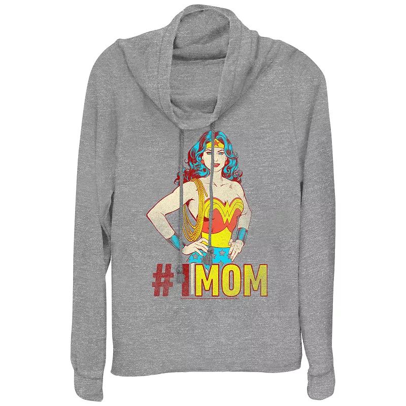 Women's Wonder Woman #1 MOM Cowlneck Graphic Lightweight Long Sleeve,  Product Image