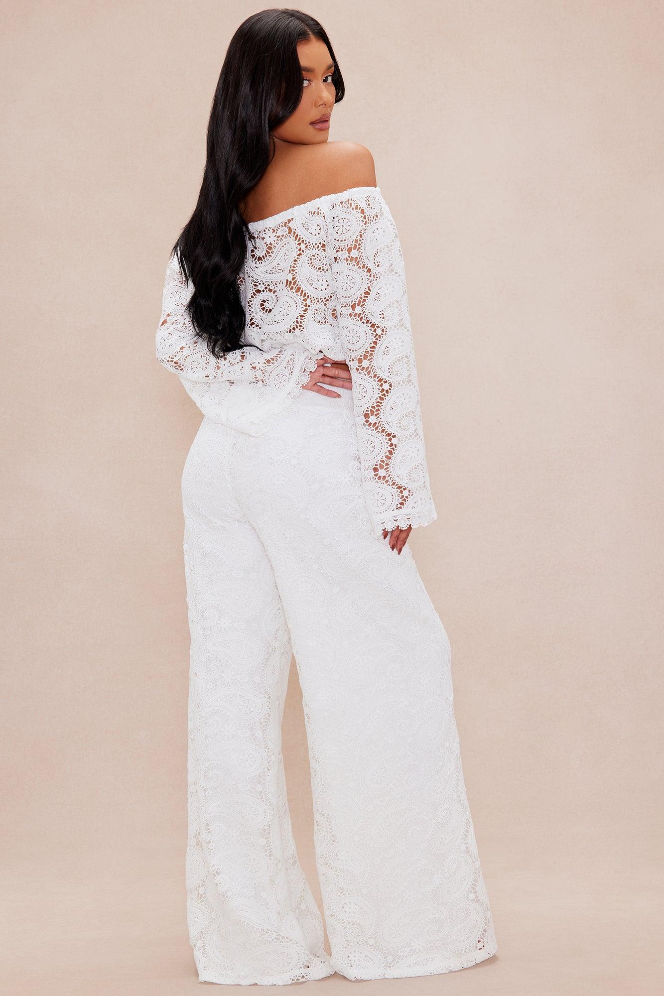 Marina Crochet Pant Set - White Product Image