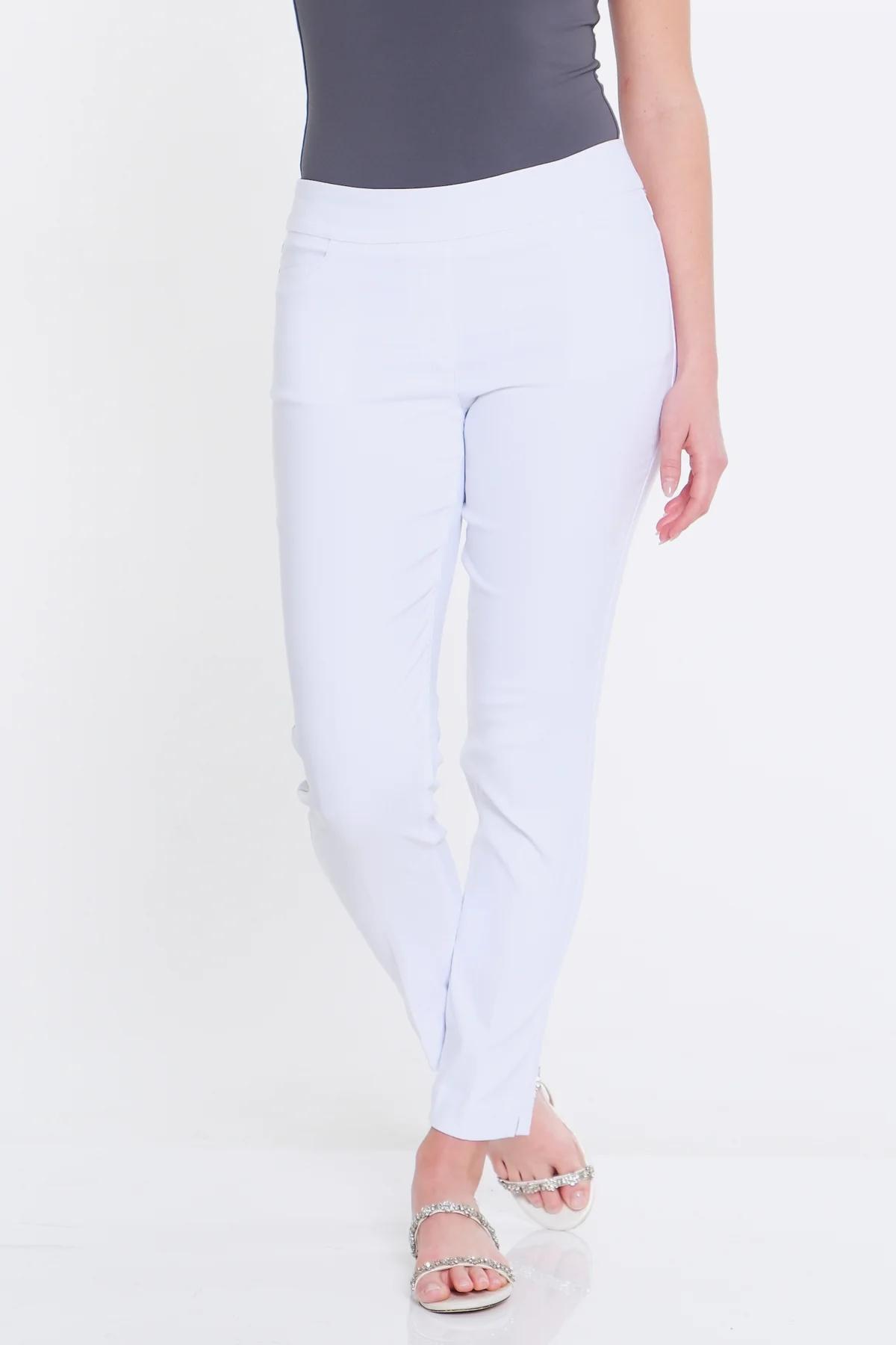 PULL-ON ANKLE PANT WITH REAL FRONT AND BACK POCKETS - White Product Image