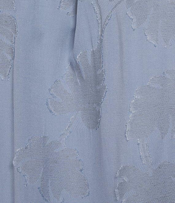 Slim Factor By Investments Plus Size Heidi Palm Jacquard Elastic Crew Neckline Short Sleeve Top Product Image