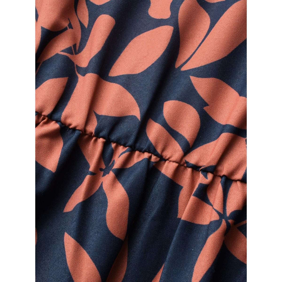 Plus Size Indigo Notched Silhouette Floral Print Lantern Sleeve Blouse Women Elegant Long Sleeve Notched collar Everyday Blouses BloomChic 22-24/3X Product Image