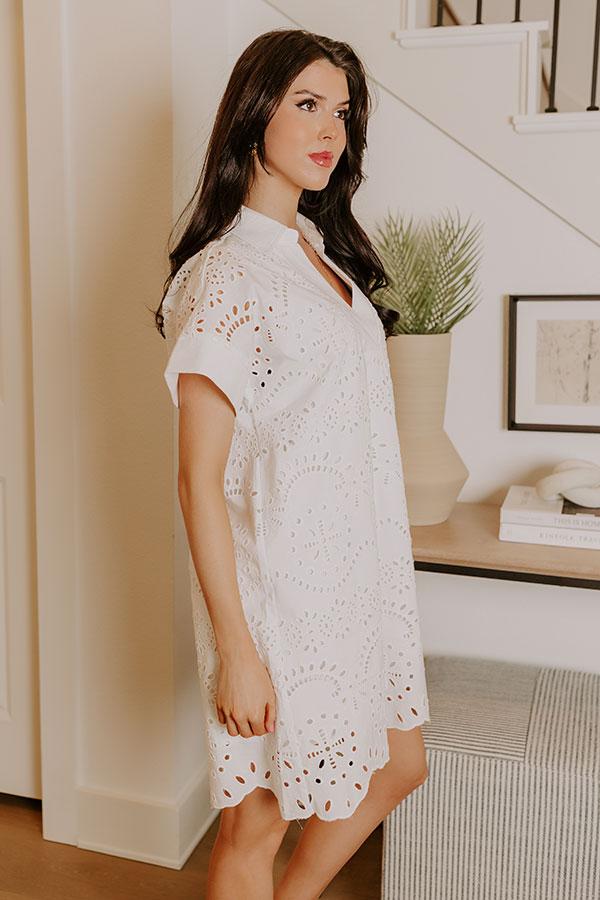 Smiles And Sorbet Eyelet Mini Dress in White Product Image