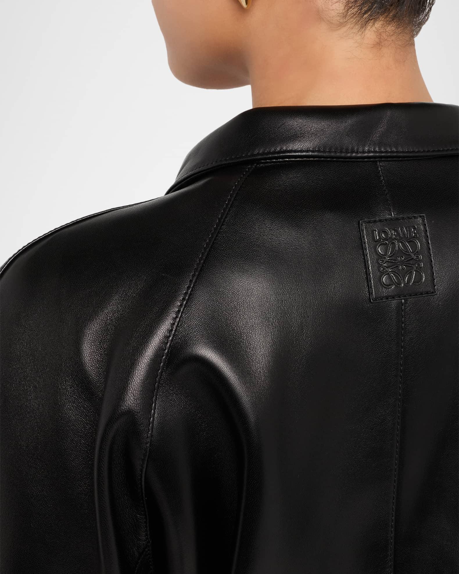 High-Neck Leather Belted Crop Trench Jacket Product Image