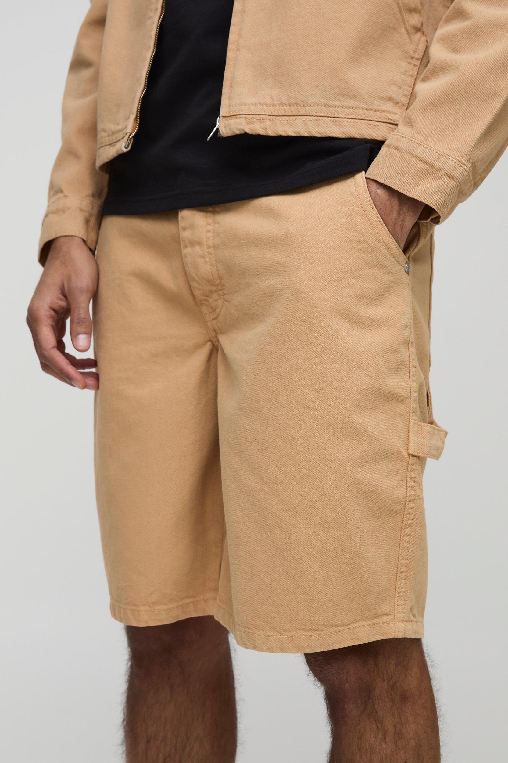 Relaxed Fit Twill Worker Short | boohooMAN USA Product Image