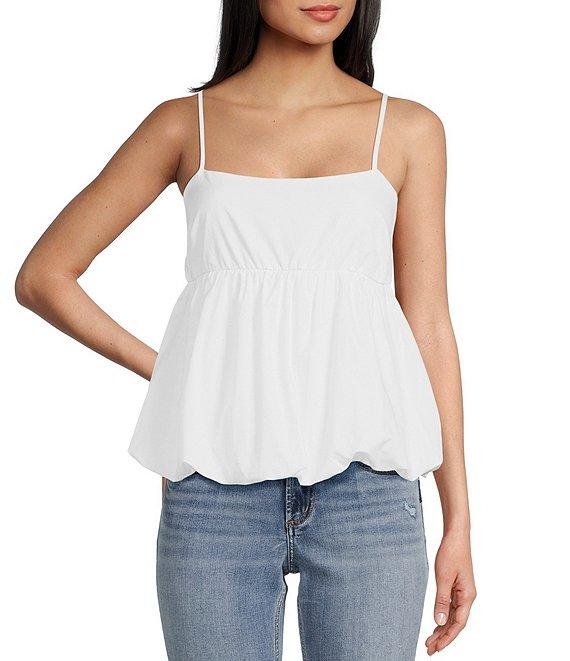 Moa Moa Sleeveless Solid Bubble-Hem Tank Top Product Image