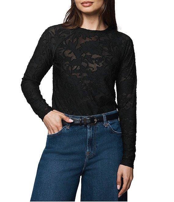 Splendid Cecelia Floral Burnout Crew Neck Long Sleeve Tee Product Image
