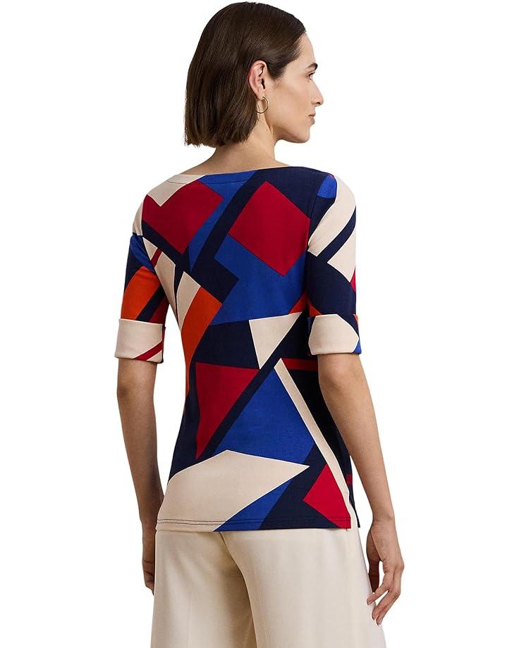 Floral Stretch Cotton Boatneck Tee Product Image