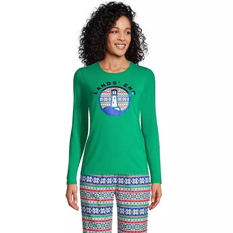 Womens Lands' End Holiday Crewneck Long-Sleeve Graphic Tee, Women's,  Product Image