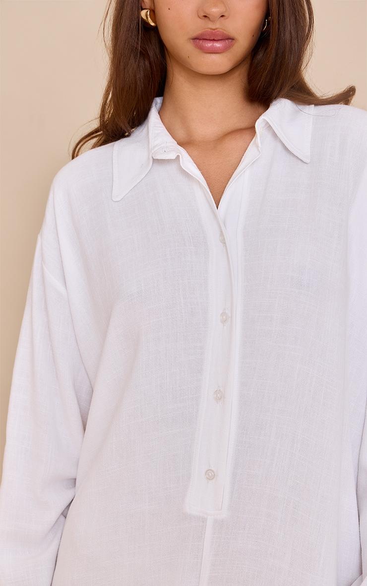White Linen Look Floaty Shirt Detail Romper Product Image