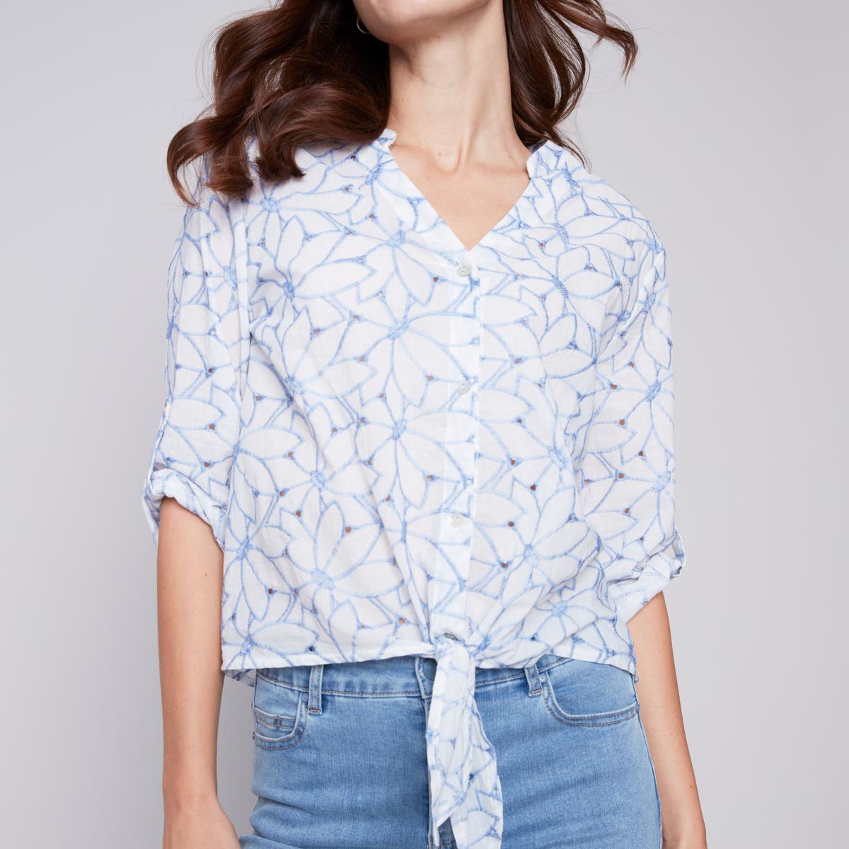 Long Sleeve Shirt with Button and Knot Product Image