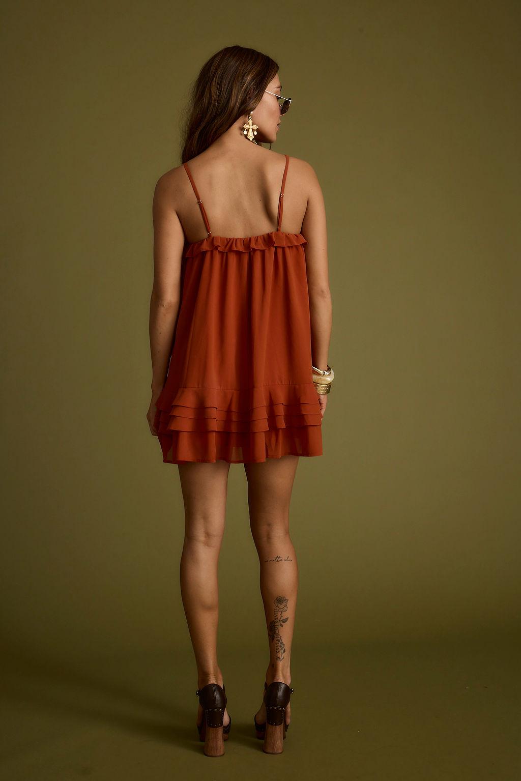 Golden Hour Rust Mini Dress Product Image
