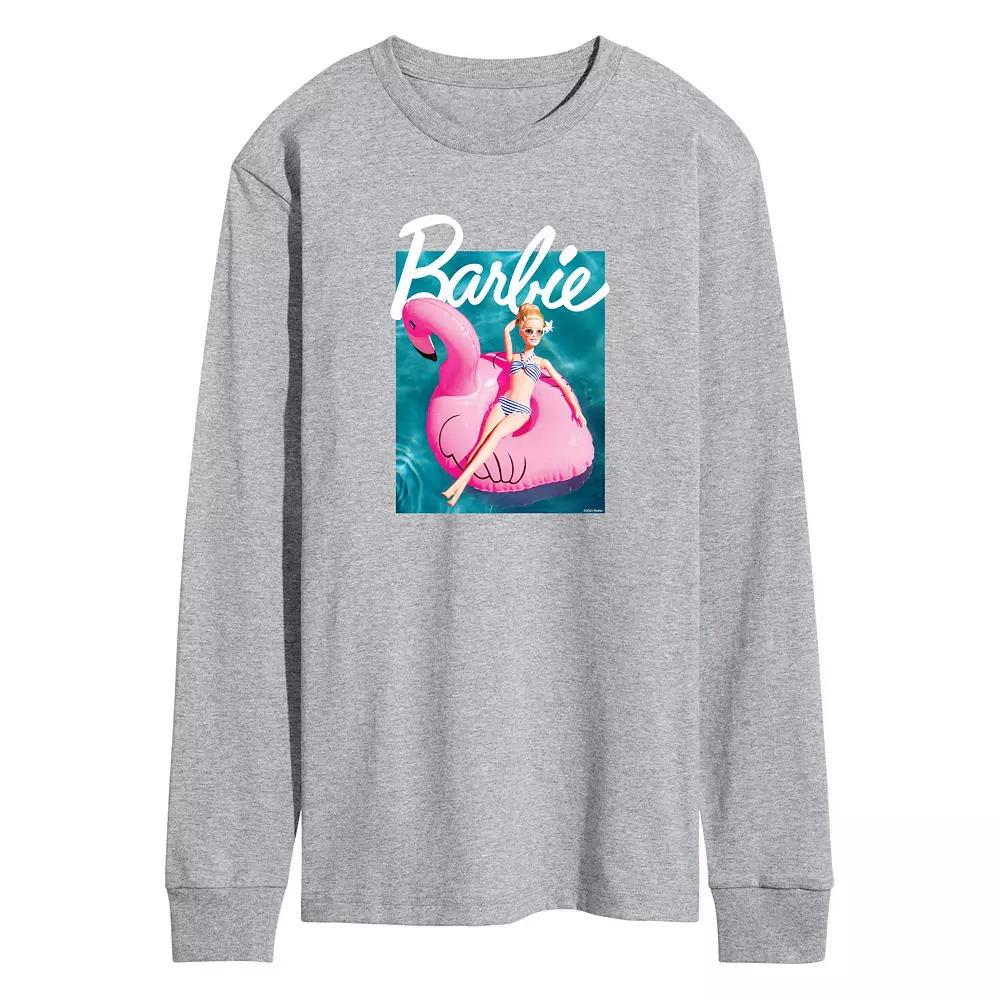 Men's Barbie® Pool Flamingo Long Sleeve Graphic Tee,  Product Image