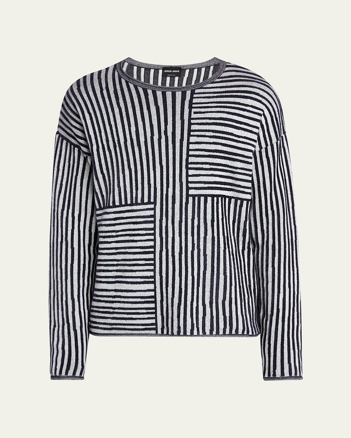 Mens Mixed Stripe Jacquard Crewneck Sweater Product Image